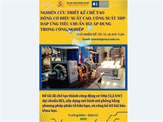 Nghiên cứu thiết kế chế tạo động cơ hiệu suất cao, công suất 3Hp đáp ứng tiêu chuẩn IE2 áp dụng trong công nghiệp