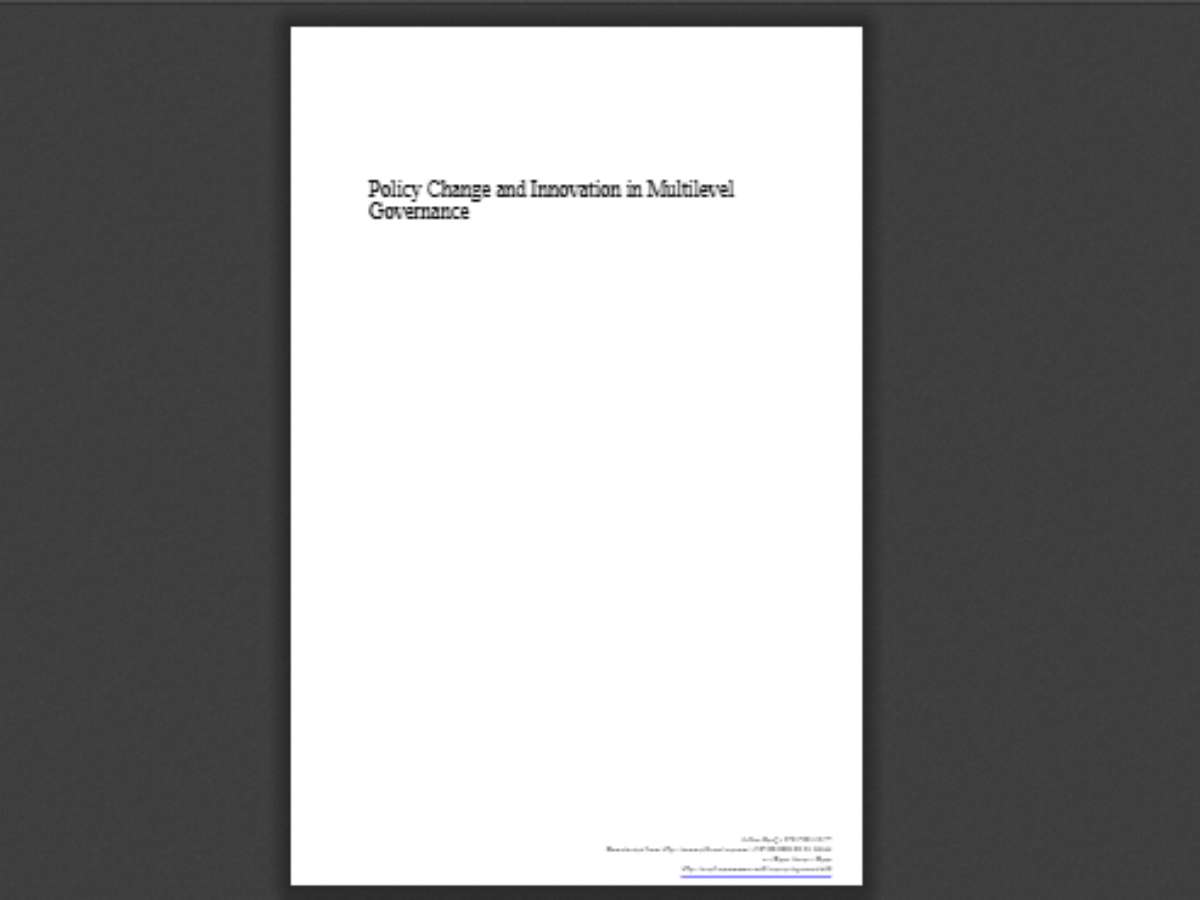 Policy Change and Innovation in Multilevel Governance Policy, Administrative and Institutional Change series