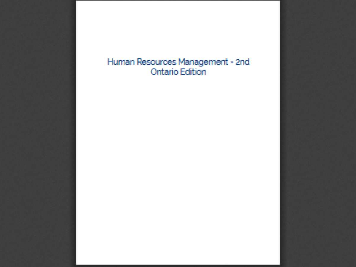 Human Resources Management - 2nd Ontario Edition