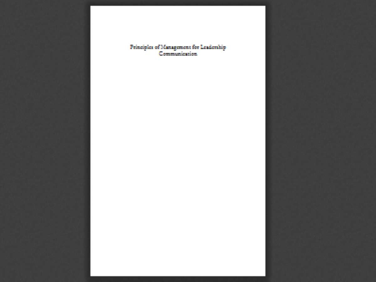 Principles of Management for Leadership Communication