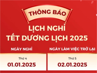 THÔNG BÁO: Vv Nghỉ Tết Dương lịch 2025